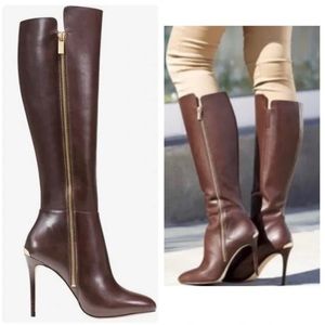 Michael Kors Clara Boots chocolate brown leather EUC